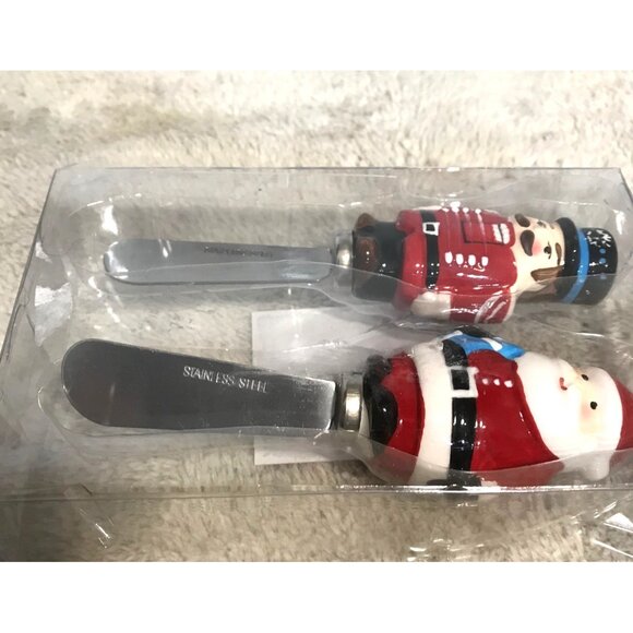 Santa & Nutcracker Salt & Pepper Shakers & Spreaders Gift Set Christmas - Picture 6 of 11